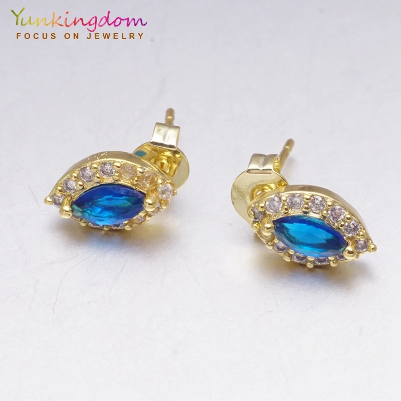 Yunkingdom брендовые золотые цвета синие кристаллы циркония маленькие серьги