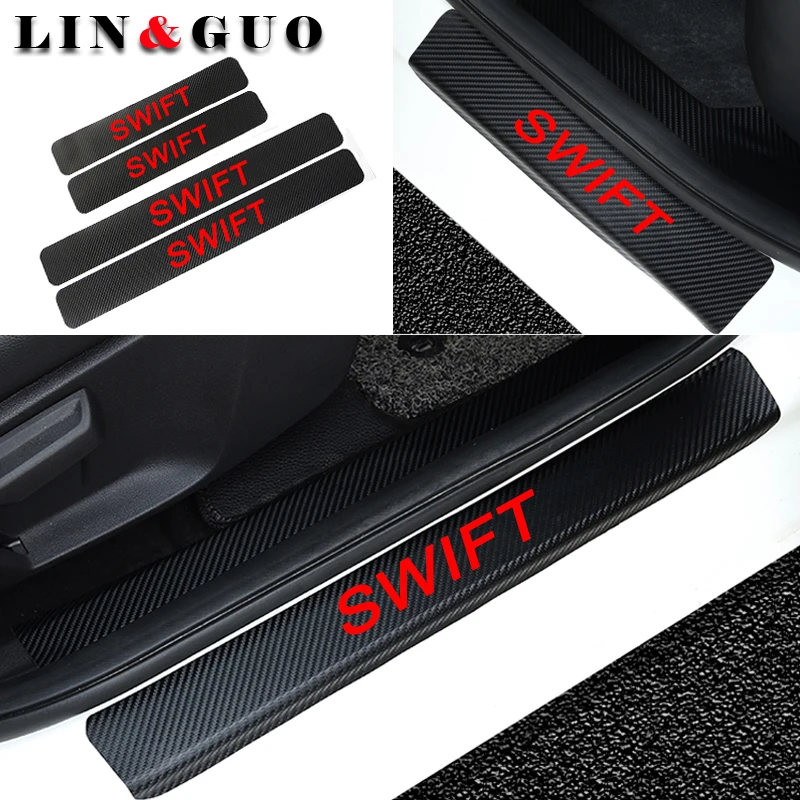 

Car Door Sill Protector Scuff For Suzuki SWIFT VITARA SX4 Alto Carbon Fiber Vinyl Sticker Door sill guard Interior Accessories