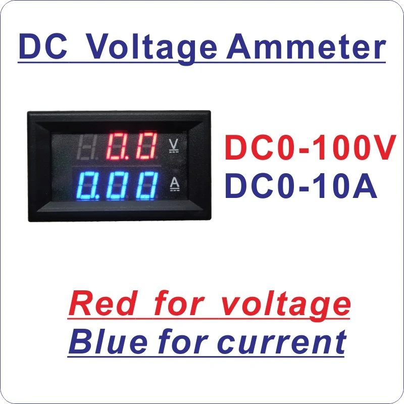 DC 0-100 V 10A цифровой вольтметр Амперметр Двойной дисплей детектор напряжения панель измерителя тока Ампер Вольт Калибр 0,2" Красный Синий светодиодный - Цвет: Red-Blue