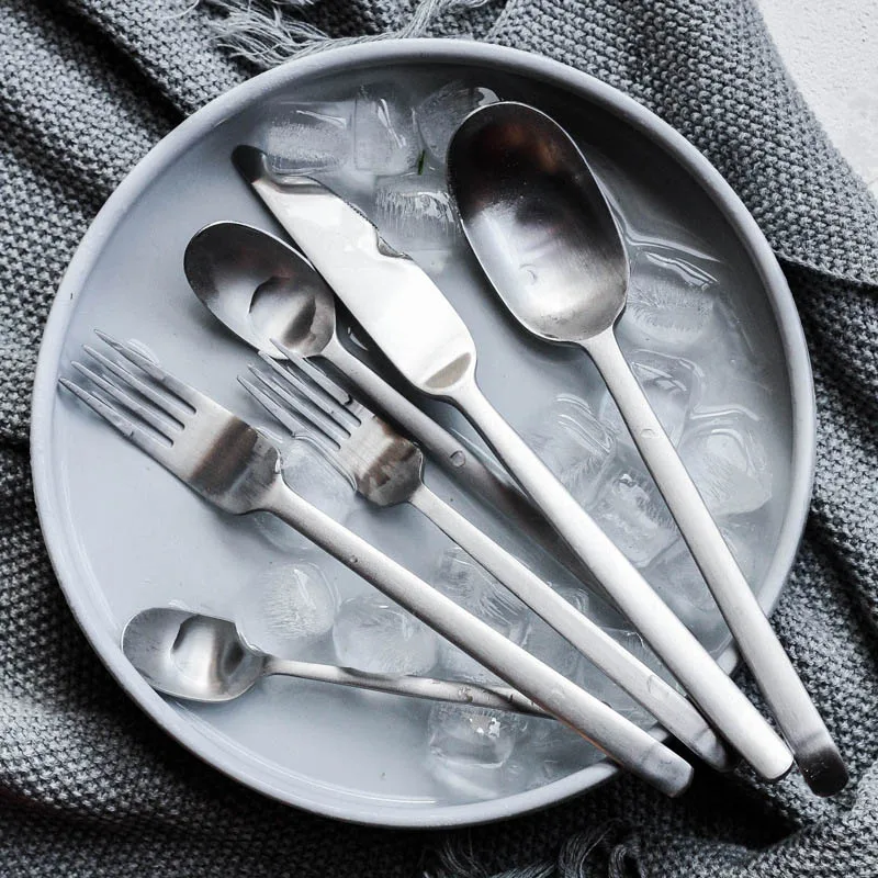 Stainless Steel Spoon Steak Knife Black Fork Sliver Gold Flatware Set