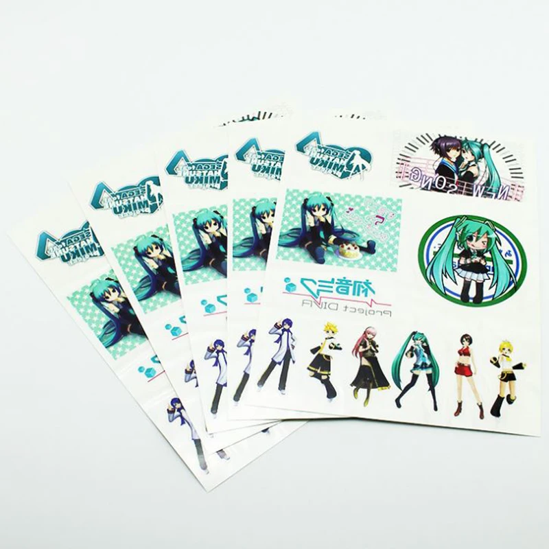 

5 pcs/set Classic Toy Cartoon Anime Hatsune Miku Tattoo Stickers Girls Tattoo Body Art Xmas Gift Children Toys