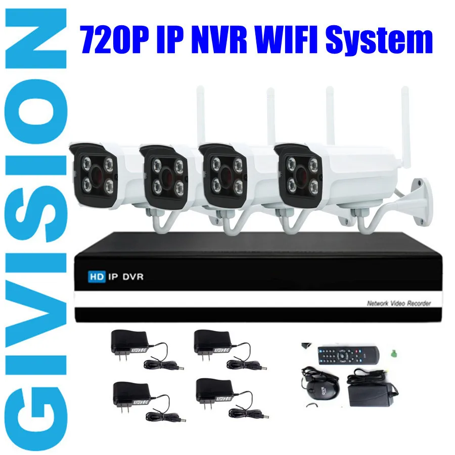 4CH CCTV security Wireless IP Camera nvr System 720p 4 channel Outdoor network recorder Wifi Video Surveillance System Kit hdmi