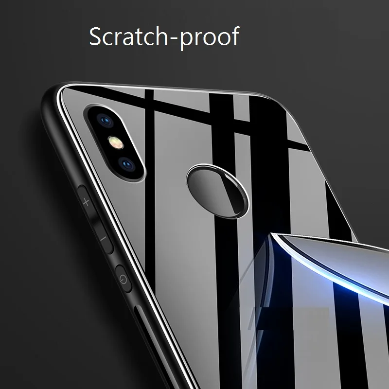 Для Xiaomi mi 8 стеклянная задняя крышка чехол Жесткий ПК корпус с мягким краем для