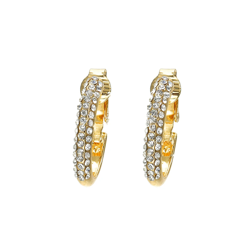 Creative Crystal Clip on Earrings Without Piercing Gold Ear Clip Wedding Party Earrings for Women ear clip earrings clip earrings ear clip ear accessories