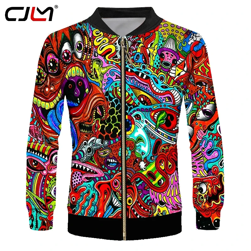 

CJLM Full Body Print Colorful Leaf Eye Camouflage Zip Jacket Men 3D Streetwear Sublimation Hip Hop Fashion Coat Drop Shipping