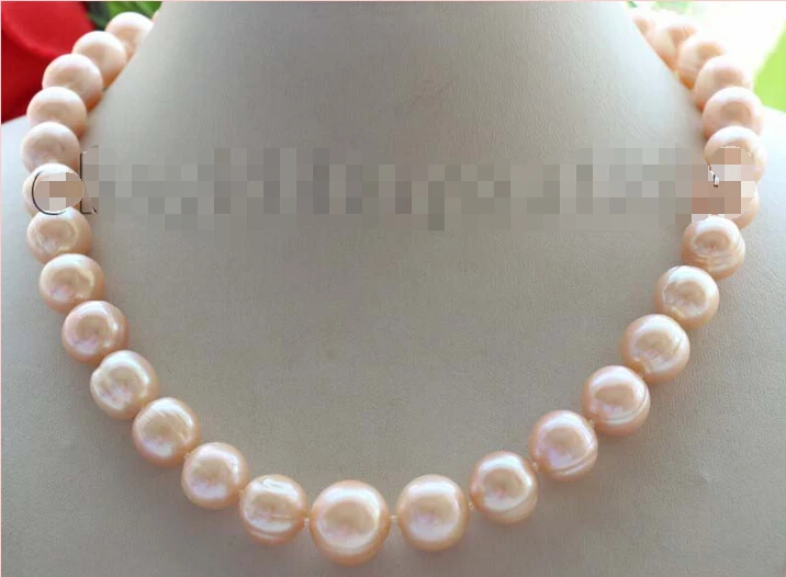 

FREE SHIPPING NEW 17" Genuine Natural 12 mm pink Round Pearl Necklace #f1675! HOT HOT sell