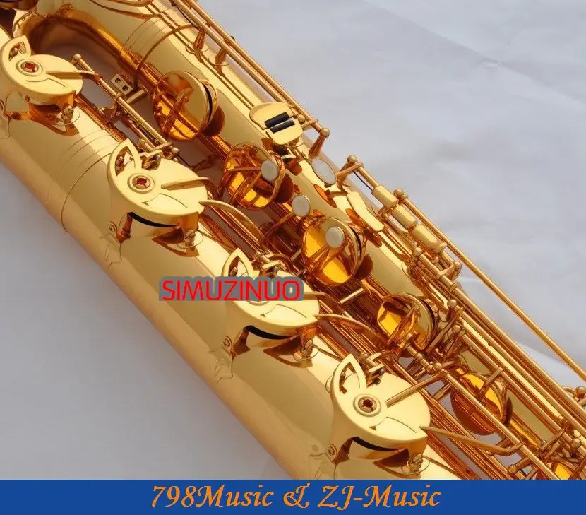Поддержка профессионального золотого баритона саксофона саксофон высокий F# W/кожаный чехол