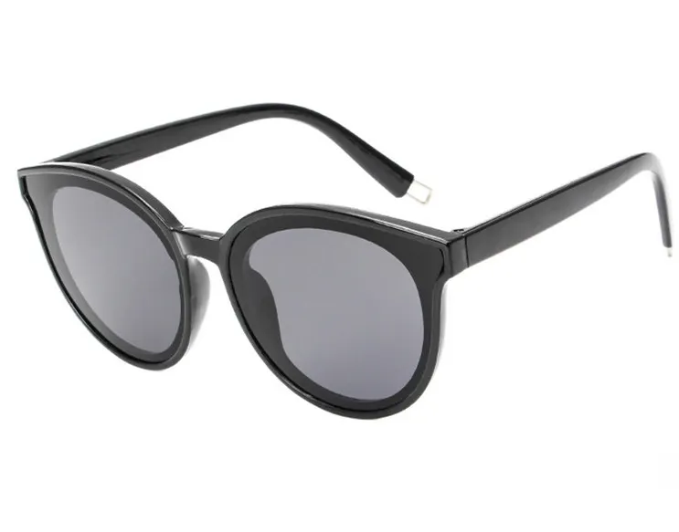UVLAIK, круглые женские солнцезащитные очки с кошачьим глазом, большие солнцезащитные очки, женские брендовые дизайнерские очки, винтажные женские очки - Цвет линз: Черный