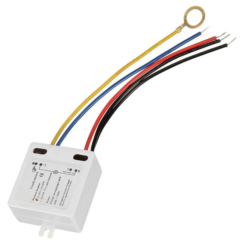 Светодиодный сенсорный выключатель, аксессуары для самостоятельного изготовления, XD-608 переключатель включения/выключения, черный/синий/красный/желтый, 120 В до 240 В, 50-60 Гц