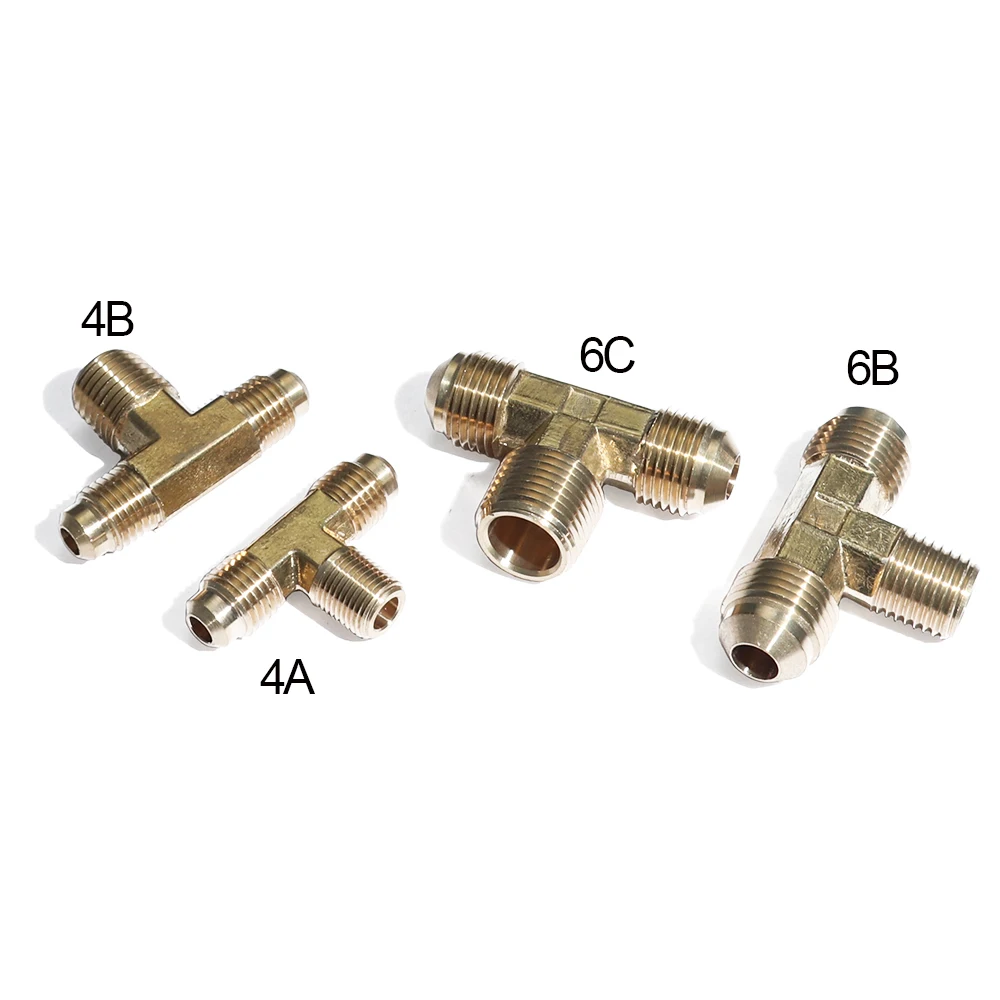 2 шт. 1/" 3/16" 1/" 5/16" 3/" латунный кованый трубчатый шланг фитинг SAE 45 градусов Вспышка Мужская ветка тройник Юнион Тройник
