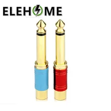 Роскошный качественный никелированный RCA аудио разъем 6,35 мм моно штекер RCA кабель для колонок адаптер синий и красный 1 пара XF30