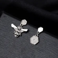 925 silver earrings, Bee-shaped geometric zircon earrings Jewelry & Accessories, Fashion Jewelry, Stud Earrings spe javier gold silver adorable bumble bee insect shaped stud earrings animal jewelry for women girl gift stud earrings