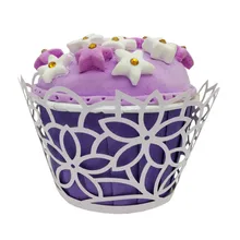 100 шт./партия, модная Лазерная Форма для капкейка, милая Цветочная выдолбленная форма для торта, декор для детского дня рождения, 5zSH158