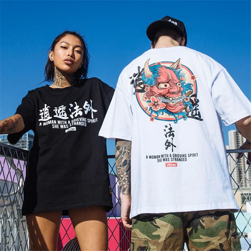 

Summer 2019 New Men Hip Hop Devil Face Tee Shirt