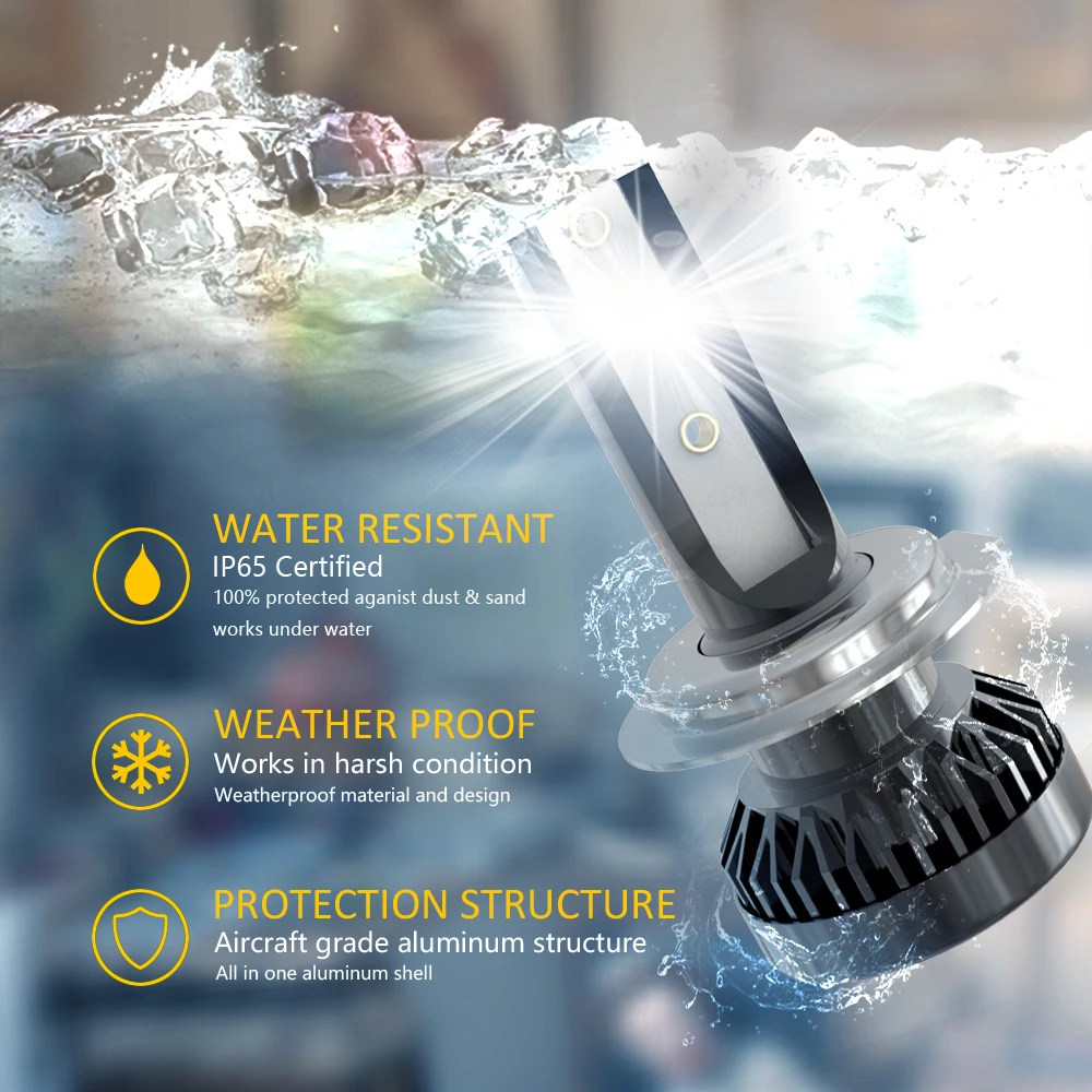 2 шт. Автомобильные светодиодные лампы H1 H7 H8 H9 H11 9005 9006 9012|Передние LED-фары для авто|