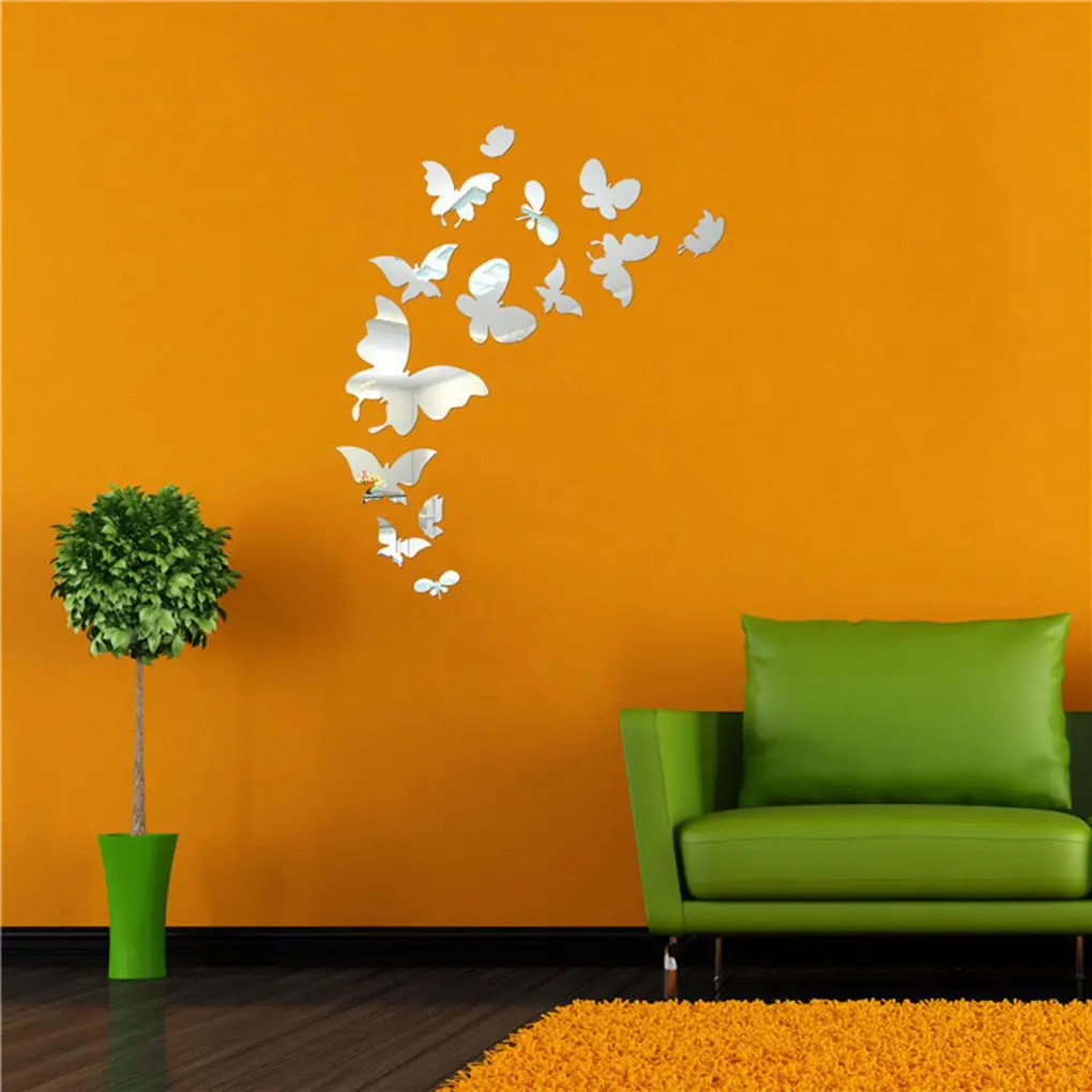 2019 new Unique 3D Wall Stickers DIY Mirror Butterfly Window Wall