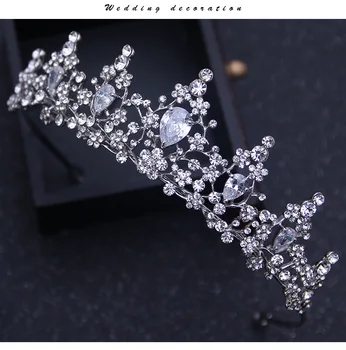 

Tiaras and Crowns Wedding Bridal Clear Zircon Crystal Rhinestones Women Handmade Brides Diadem Pageant Party Halloween Make Up