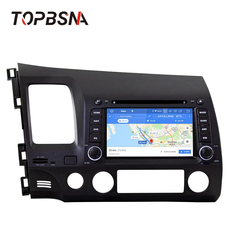 TOPBSNA Android 10 Автомобильный DVD плеер для Honda Civic 2005 2006 2007 2008 2009 2010 2011 GPS навигация 2 din