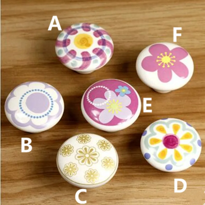 

free shipping Full colour ceramic drawer shoe cabinet kitchen door knobs pulls handles
