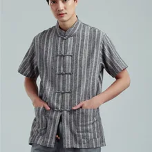 Шанхай история традиционная китайская одежда для мужчин льняная рубашка дракона человек Тай чи рубашка Тан костюм топ рубашка для кунг-фу с коротким рукавом