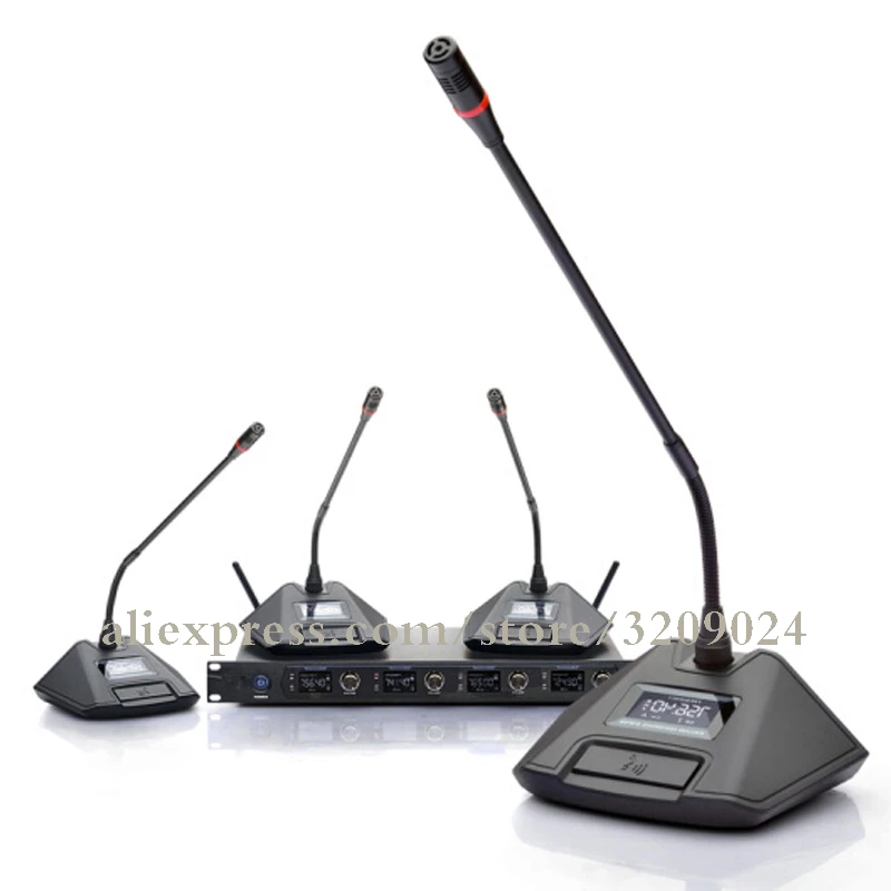 Professional 4 Channel Wireless Conference Microphone Capacitance Gooseneck Anti noise