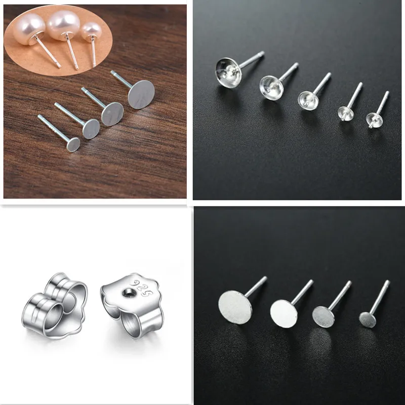 925-Sterling-Silver-Earring-Stud-Cabochon-Flat-Base-Pad-Blank-3mm-8mm-For-Diy-Earring-Pins