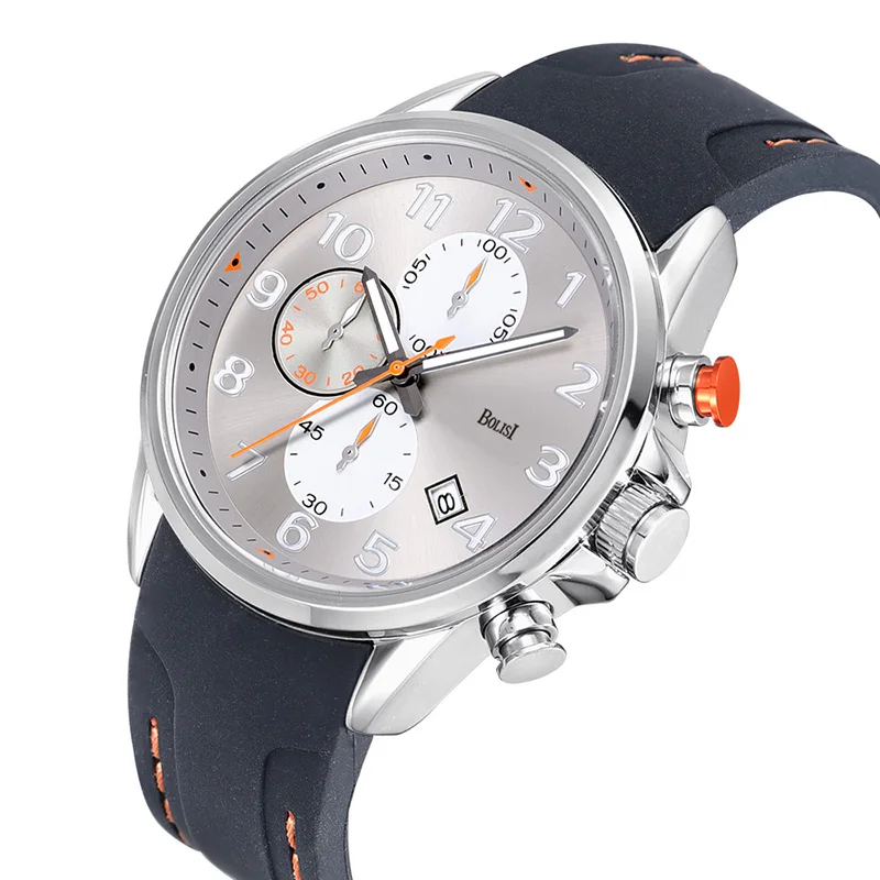 

Men's Sports Watch Fashion Quartz Wristwatches Silicone Strap Analog Chronograph Military Watches Relogio Free Shipping Sale