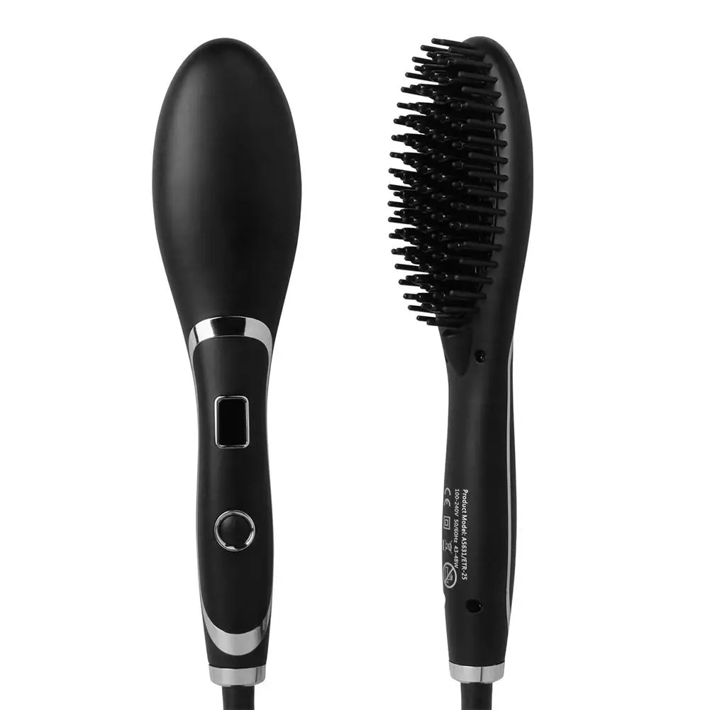 Hair Straightener Brush Ionic Ceramic Fast Hair Straightening Comb with 5 Heating Setting Heating Function LED Display