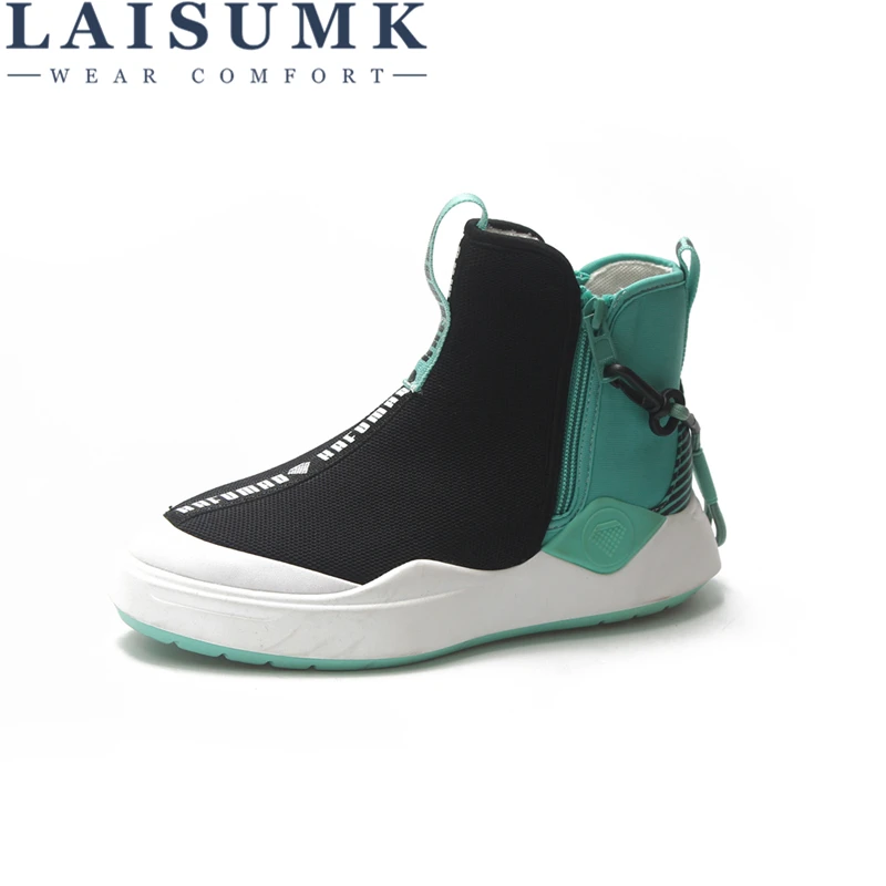 

LAISUMK New Women'S High-Top Solid Color Shoes Youth Female Leather Casual Breathable Women Shoes Autumn And Winter Fashion
