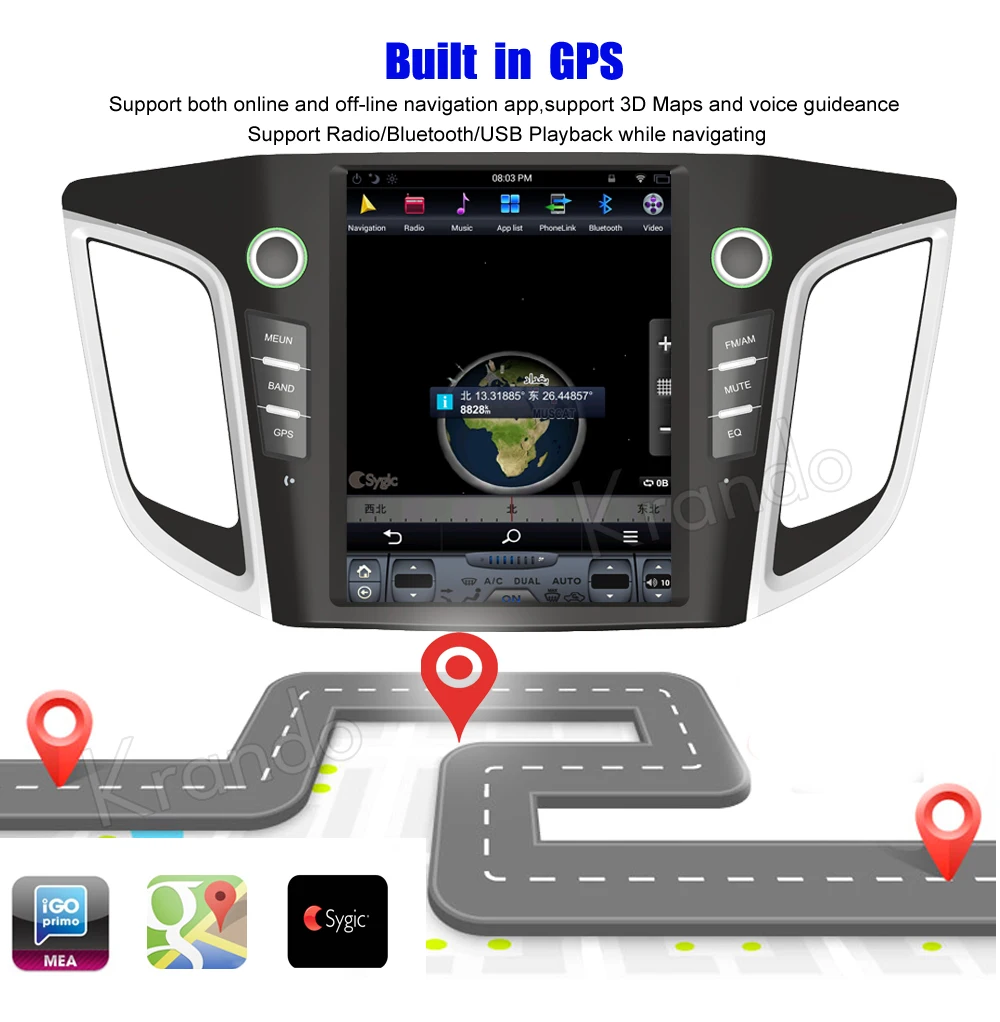 Clearance Krando Android 8.1 10.4" Tesla Vertical screen car radio gps for Hyundai IX25 Creta 2014-2017 navigation entertainment system 2 Clearance Krando Android 8.1 10.4" Tesla Vertical screen car radio gps for Hyundai IX25 Creta 2014-2017 navigation entertainment system 2