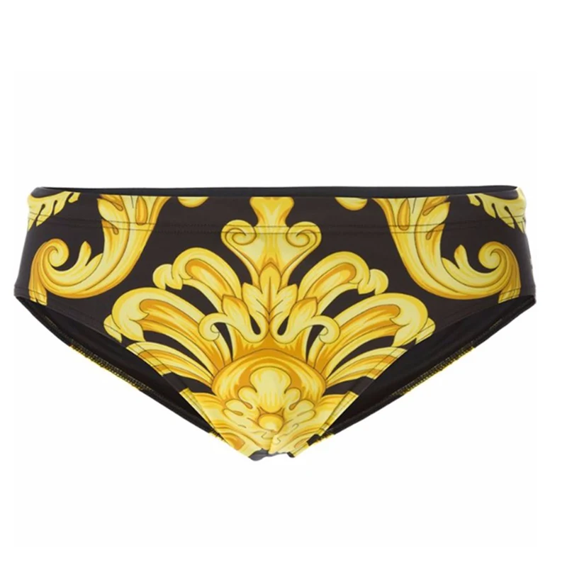 

Men Briefs Vintage Printed Swimwear Sexy Swim Briefs Black Swimsuit Mens Swimwear Swimming Trunks