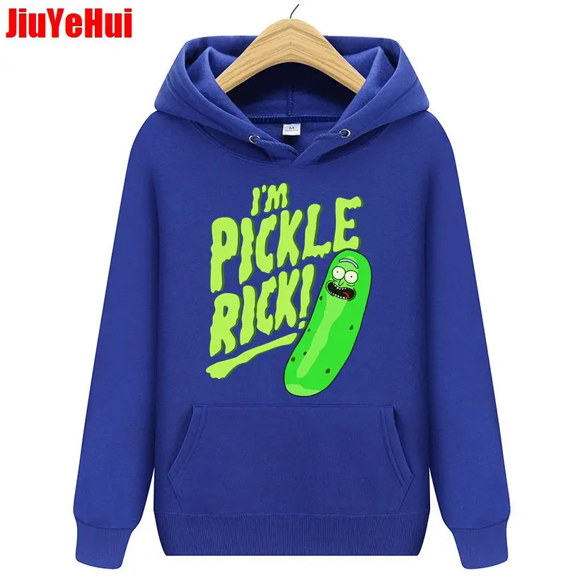 

2018 New I am pickle rick Hoodies Rick and Morty Sweatshirts Hip Hop Sweatshirts Custom Men Jacket Camisetas large Size