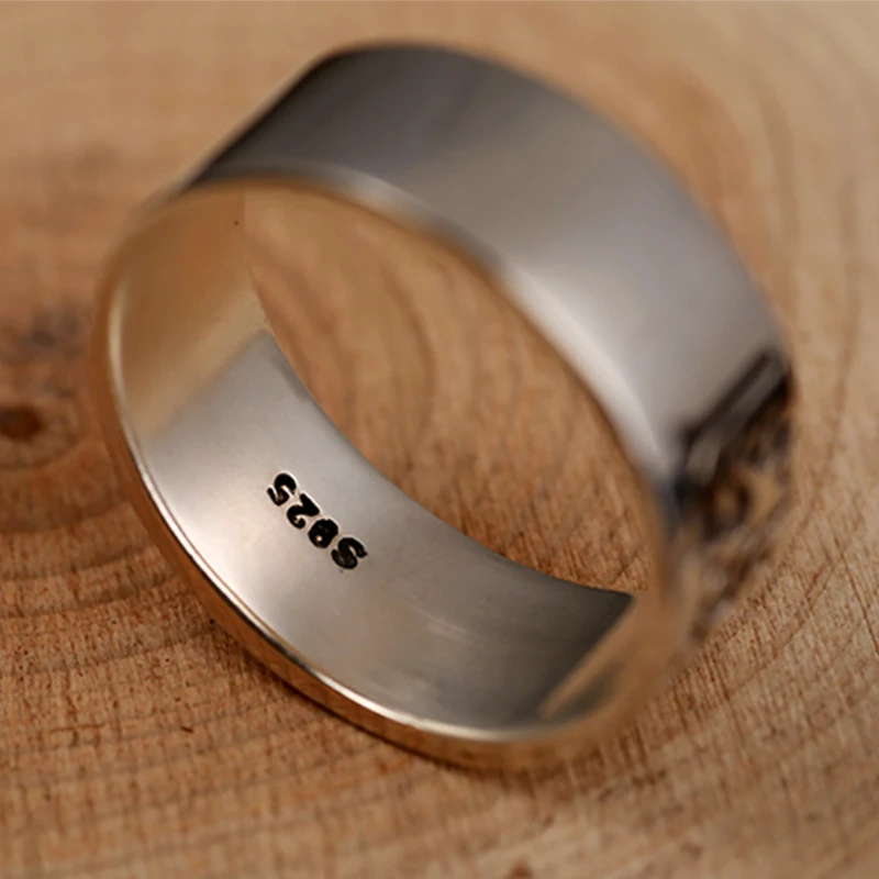 ZABRA, 925 пробы, серебро, 8 мм, мантра, Винтажное кольцо для мужчин и женщин, для влюбленных пар, Ретро стиль, Женское кольцо с печаткой, ювелирные изделия, anel masculino