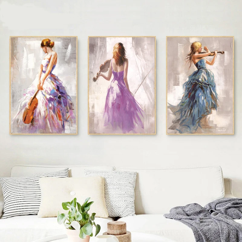  Abstract Wall Art the Violin Player Printed on Canvas