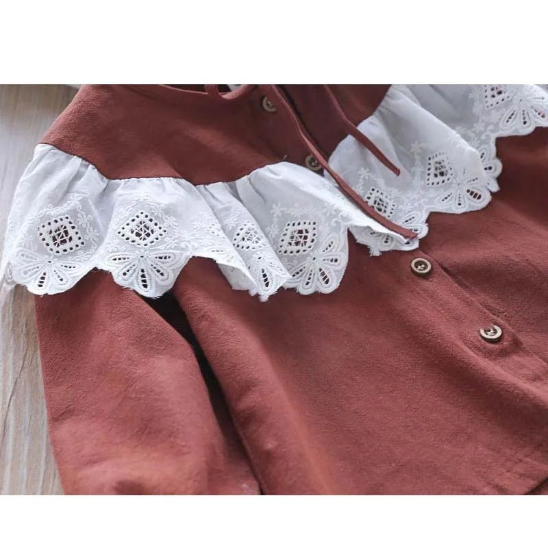 Humor Bear/ г. Новая одежда для девочек кружевной дизайн с длинными рукавами для девочек+ юбка, комплект одежды для детей, Осенние комплекты одежды для детей