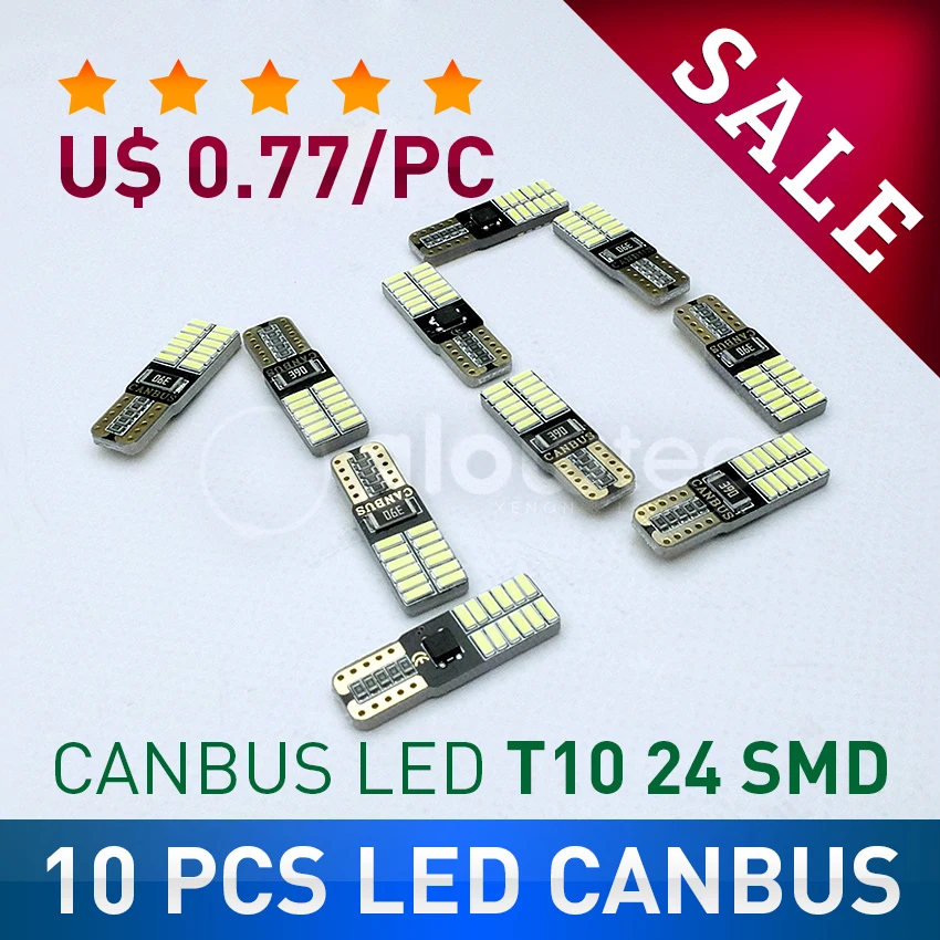 

10 pcs LED T10 canbus 24 SMD no error SALE Super bright 4014 car light 12V w5w auto cob clearance bulb lamp GLOWTEC