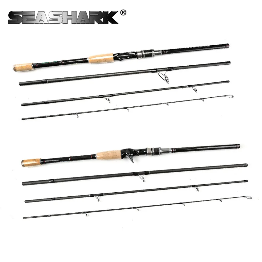 

SEASHARK Lure Fishing Rod M Casting/Spinning Fishing Rod 2.1M/2.4M/2.7M/3.0M Hard Carbon Rod 4 Section Portable Travel Rod