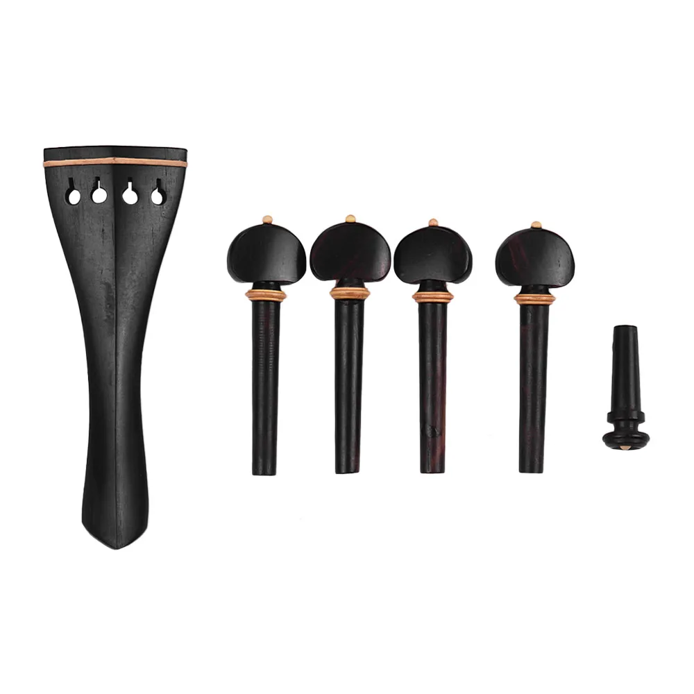 

6pcs Violin Making Kits Include 4 Strings Violin Tailpiece Bridge Pin Tuning Pegs Smooth and Trim Orchestral Violin Accessories