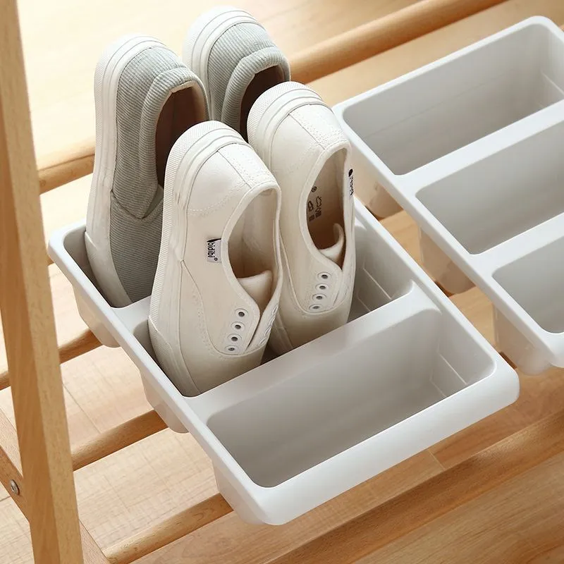 Толстая пластиковая Вертикальная коробка для хранения обуви с тремя ячейками, простая однотонная цельная домашняя рамка, полка для обуви, органайзер, товары для дома