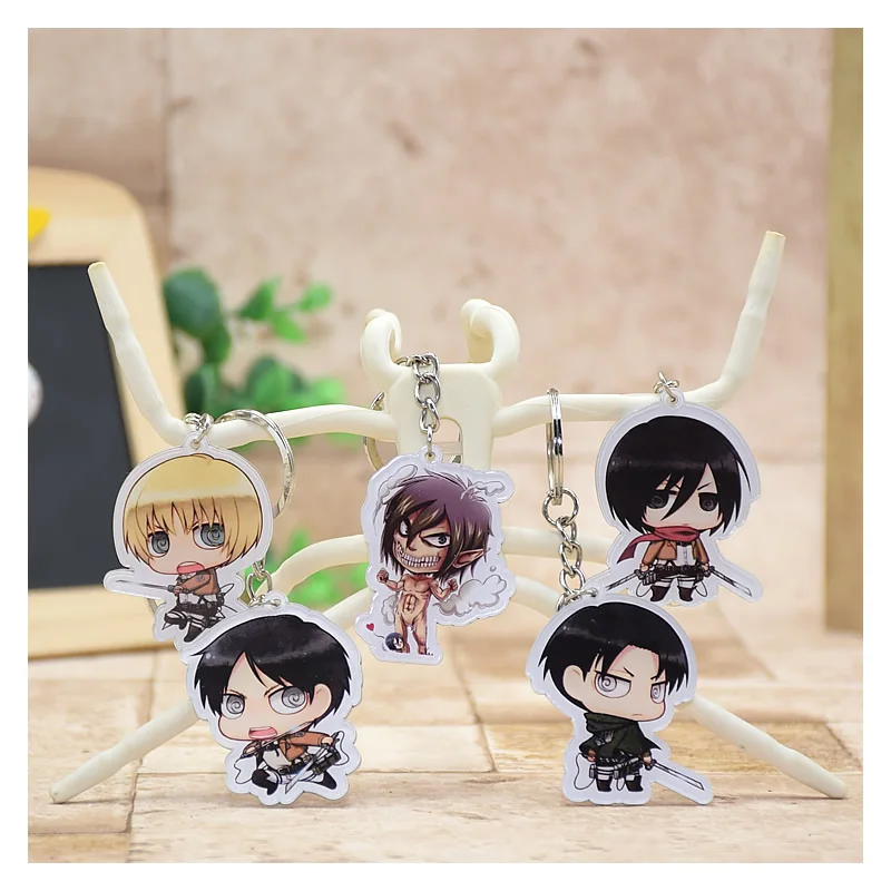 

Attack on Titan Shingeki no Kyojin Acrylic Keychain Cute Pendant Car Key Chain Key Accessories XS-2