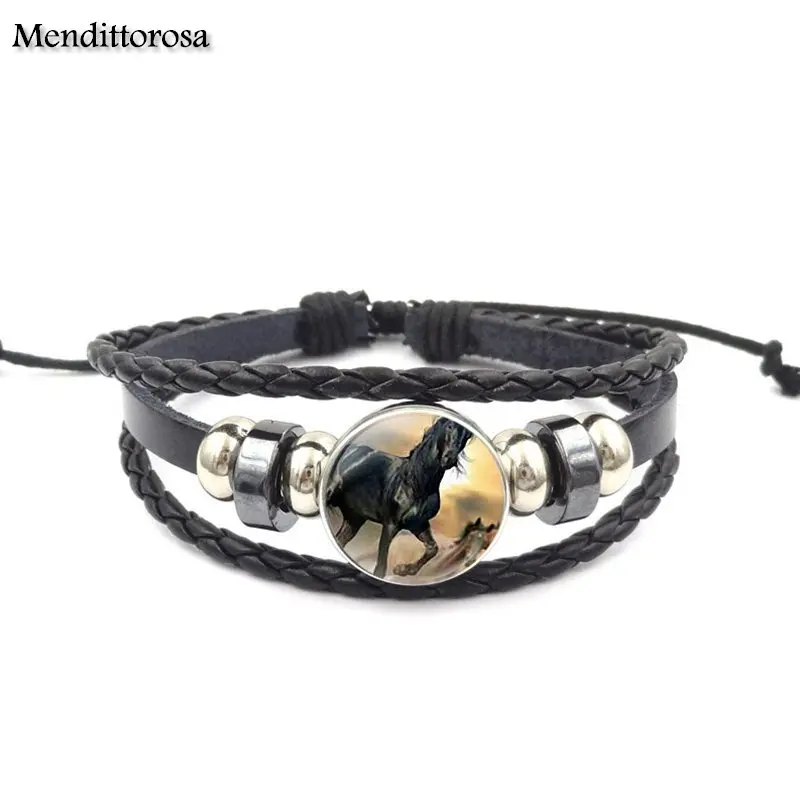 Модный браслет Mendittorosa из черной кожи для женщин и девушек ювелирные