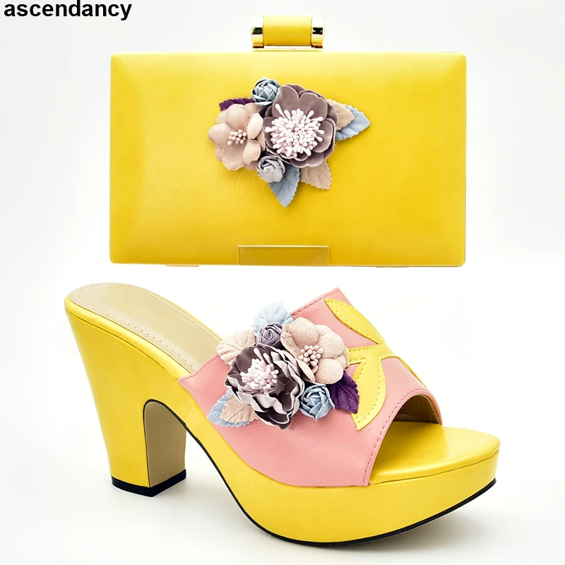 

Italian Designer Shoes and Bags Matching Set African Shoes and Bag for Party Plus Size Shoes Women Heel Slip on Shoes for Women