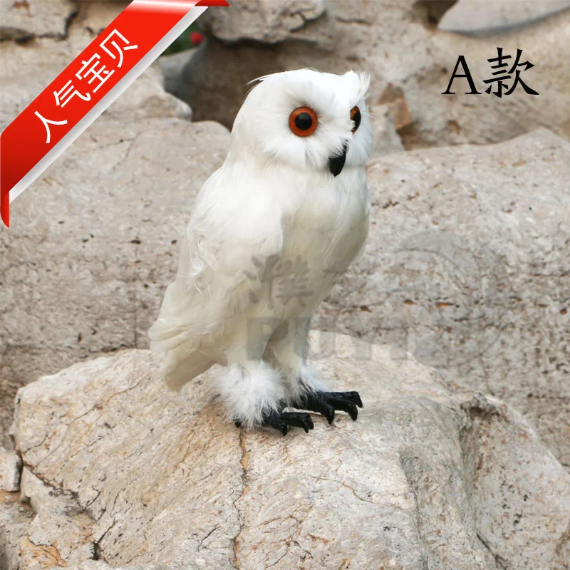 large 32cm white owl model toy ,plastic &furs simulation owl model