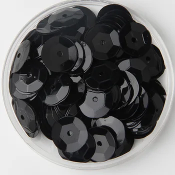 

750pcs Large Round Sequins 10mm PVC Sequin Cup Round Sequins Artesanatos Acessorios Black Confetti