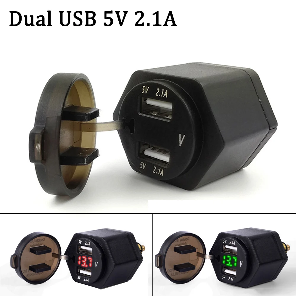 Черное зарядное устройство с двумя USB портами для мотоцикла BMW DIN Hella адаптер