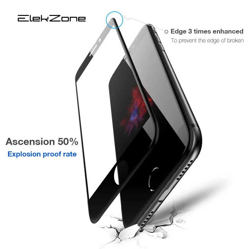 ElekZone 5D закаленное стекло для 6 6s 8 Защита экрана iphone 7 7s 8s или iPhone X полное покрытие