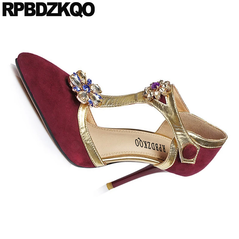 Женские Стразы scarpin jewel замшевые Цветочные женские туфли на высоком каблуке с