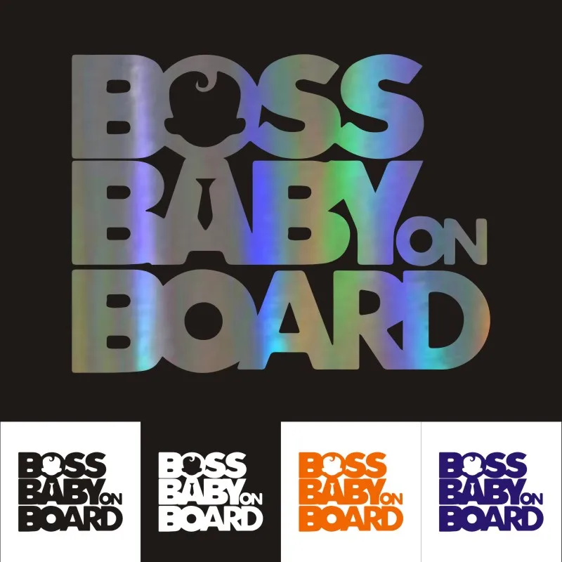 17.8Cm * 13.5Cm Boss Baby On Board Funny Car Decalcomanie Sticker Decoratoce Nero/Argento