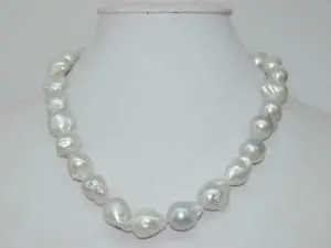 

Free shipping@@@@@Baroque 12-14mm Natural nuclear pearl necklace
