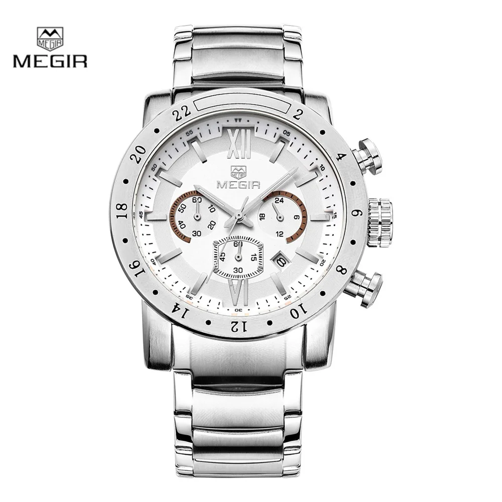 Megir fashion quartz watch for man waterproof luminous wrist watch mens large dial watches 3008 free